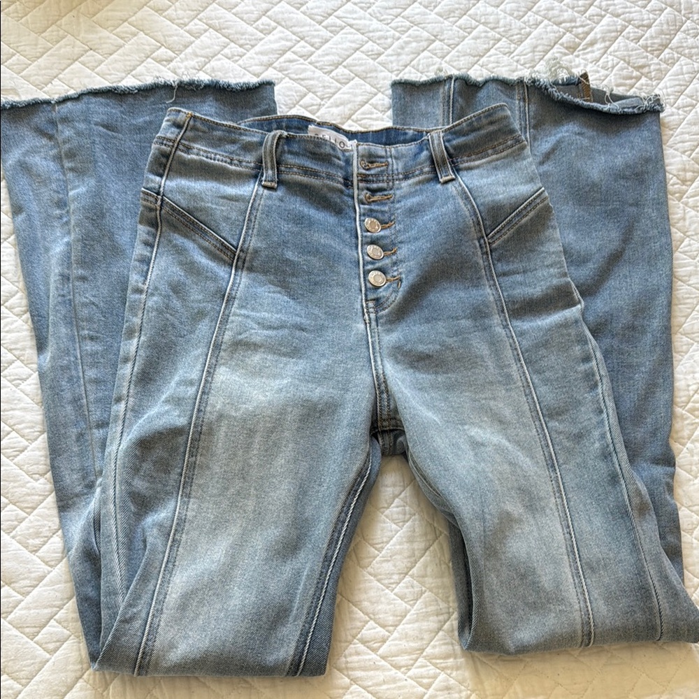 Cello Blue Flare Wide Leg Jeans